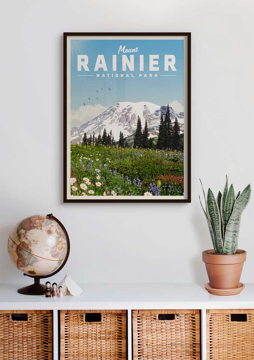 Mount Rainier Vintage National Park Poster