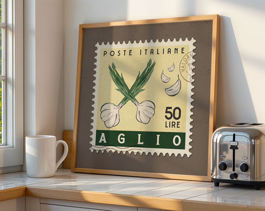 a picture of garlic on a counter next to a toaster