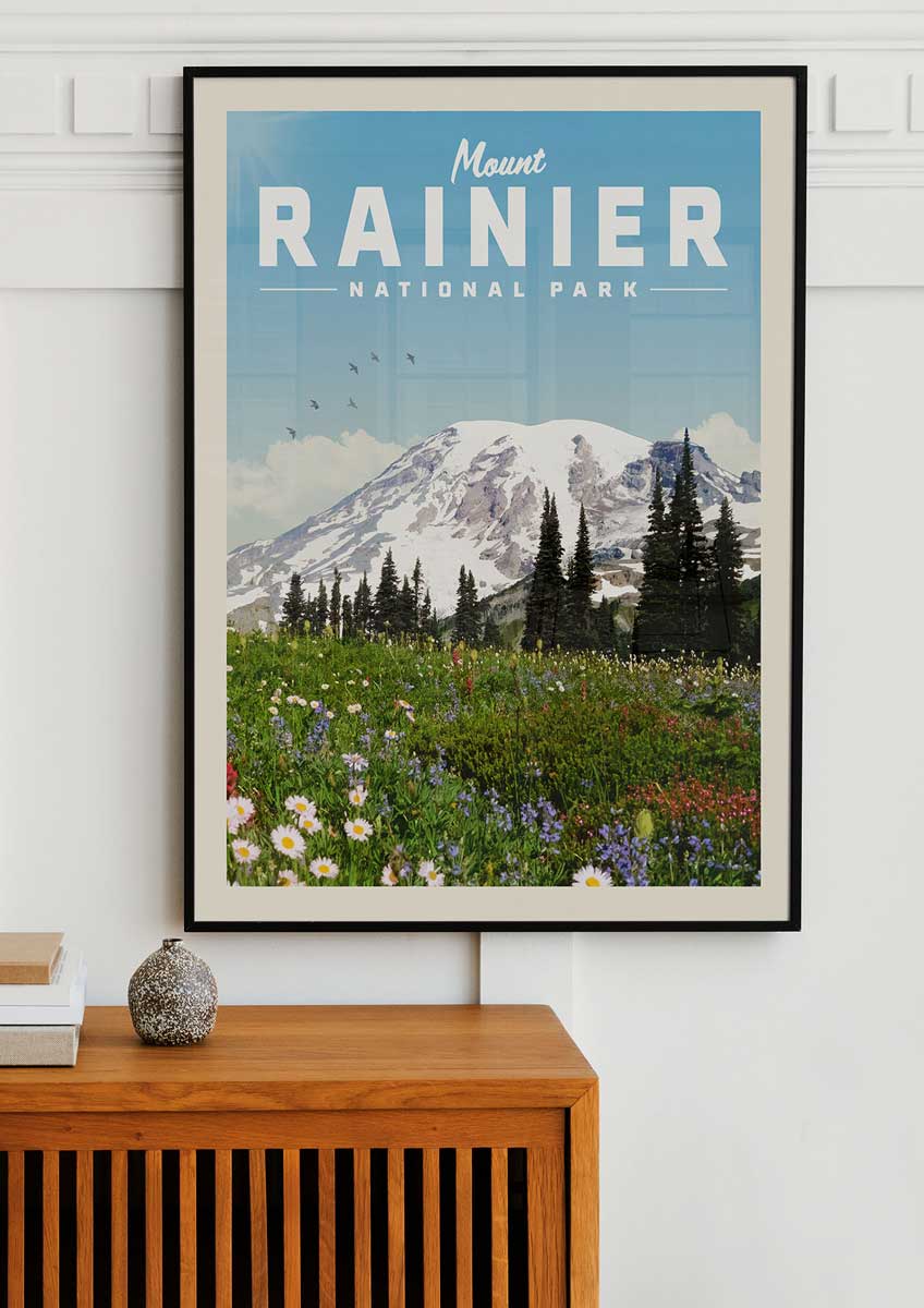 Mount Rainier Vintage National Park Poster