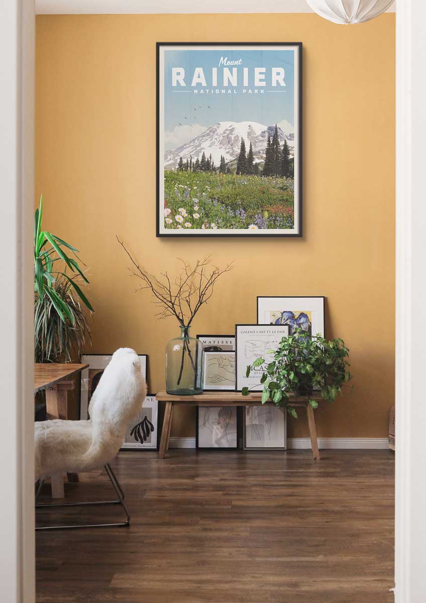 Mount Rainier Vintage National Park Poster