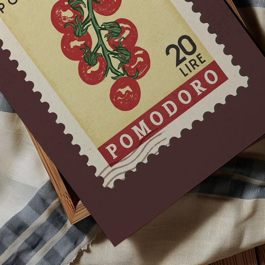 a stamp with a bunch of tomatoes on it