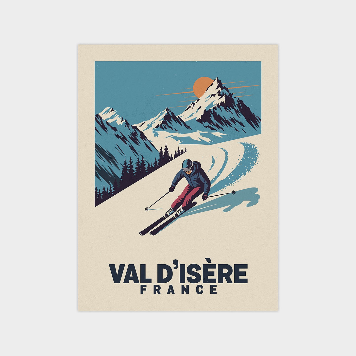 a poster of a skier skiing down a mountain