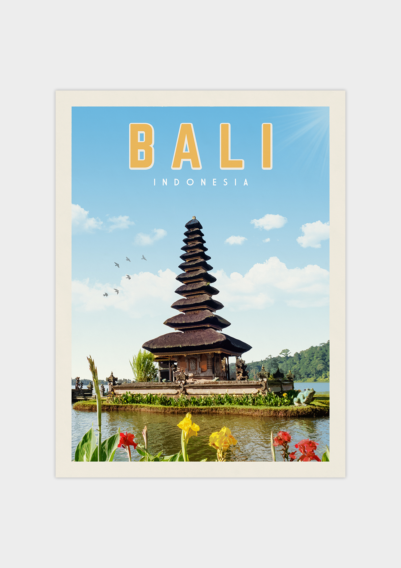 Bali, Indonesia - Vintage Travel Print
