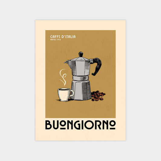 Italian Coffee Maker Sketch - Vintage Coffee Poster