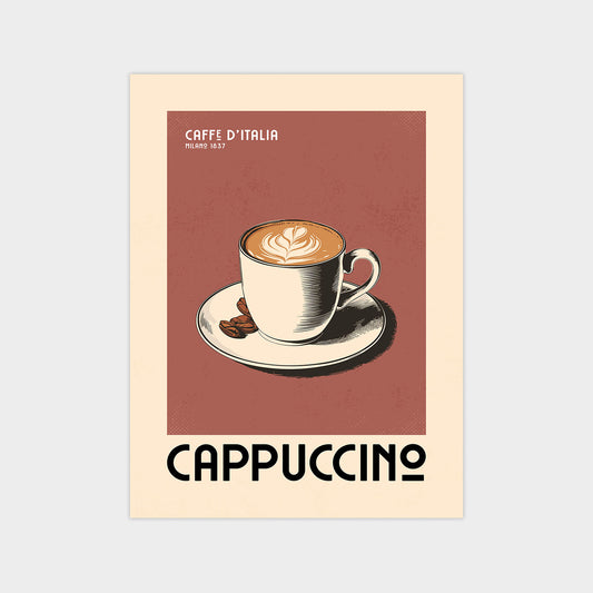 Cappuccino Sketch - Vintage Coffee Poster