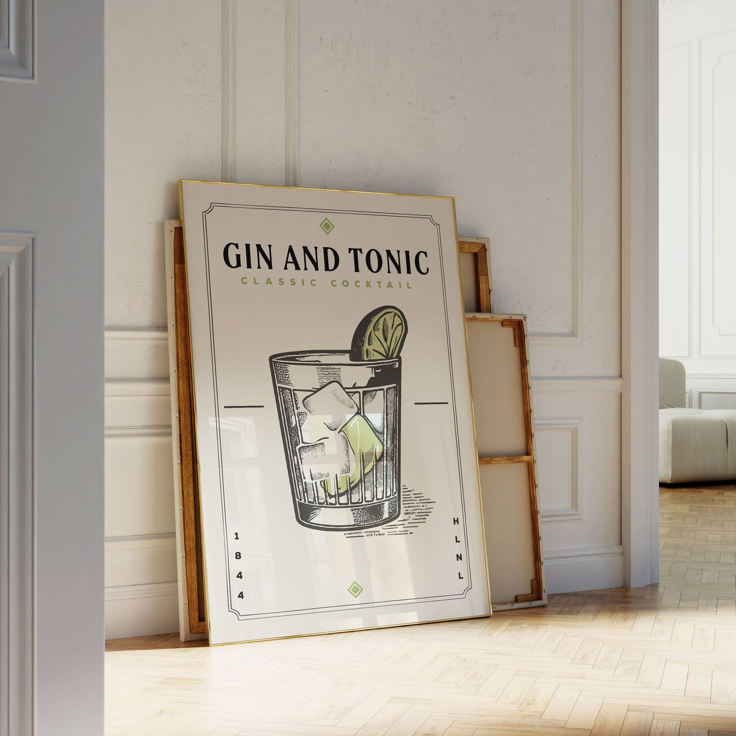 Gin and Tonic - Minimalist Cocktail Bar Art