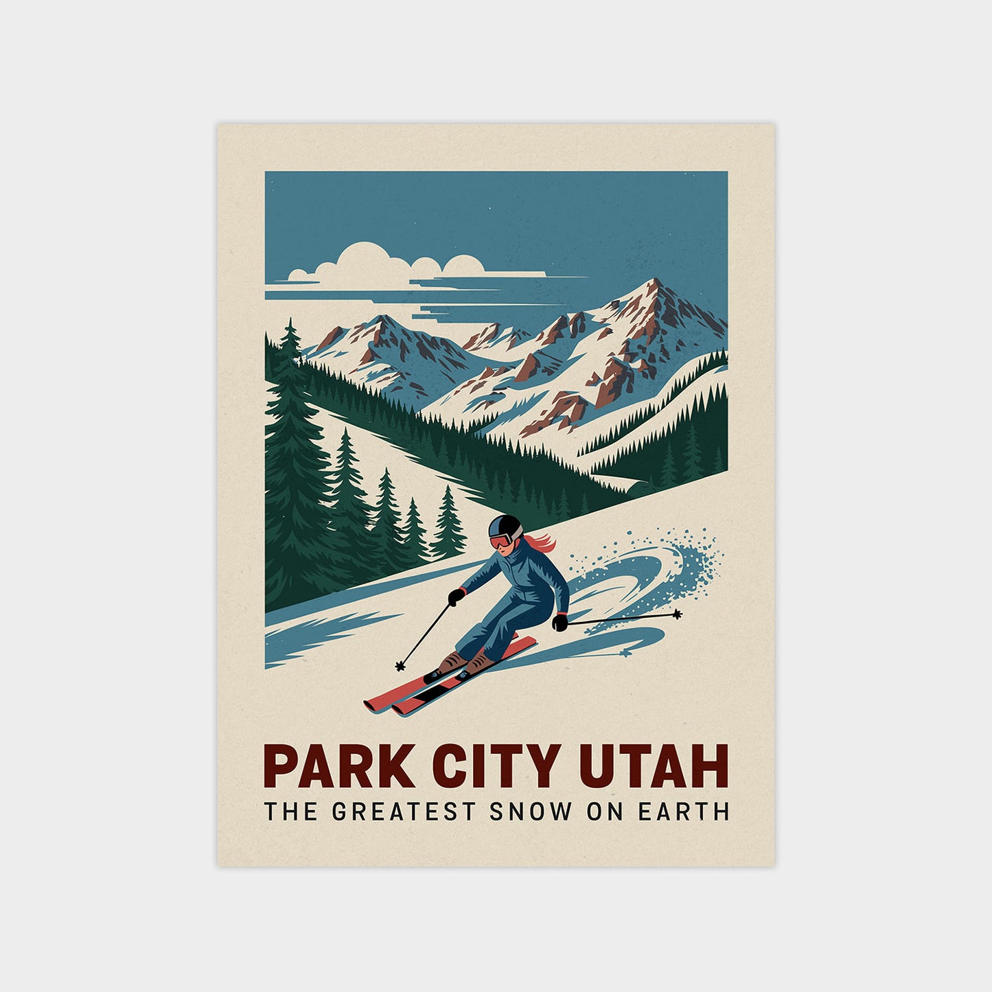 a man riding skis down a snow covered slope
