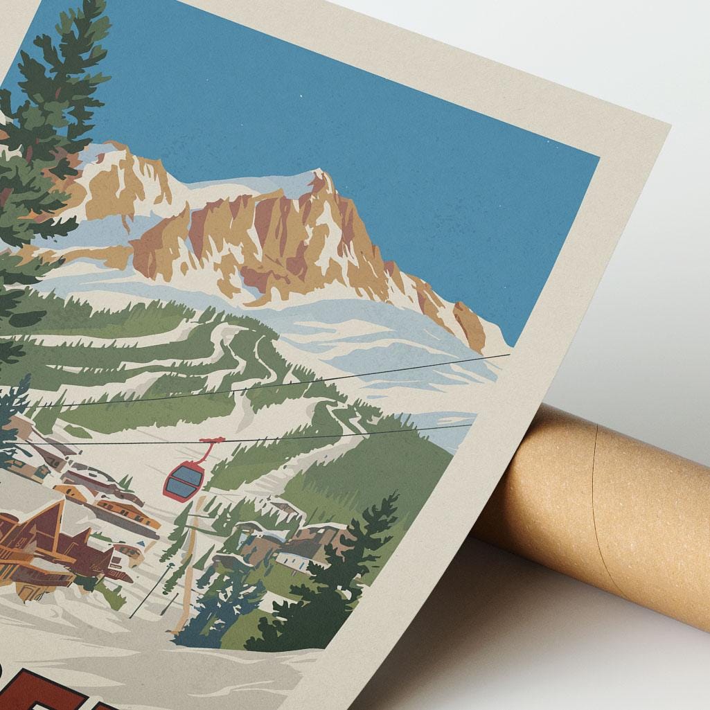a postcard with a picture of a ski resort