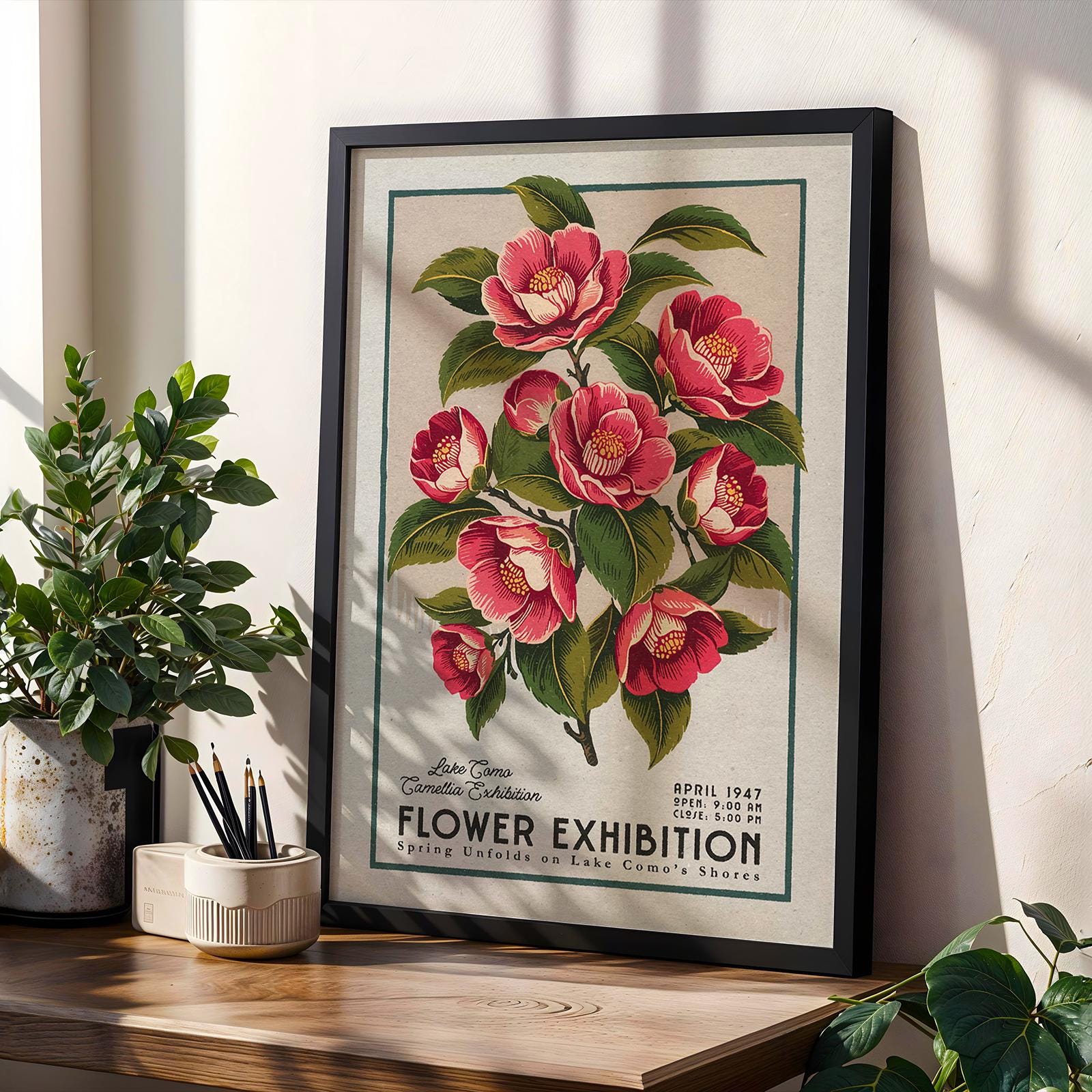 a picture of a flower exhibition on a table