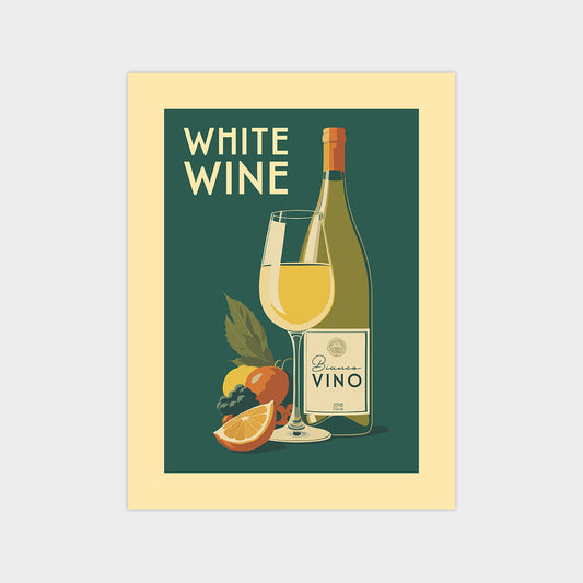 White Wine - Vintage Alcohol Poster