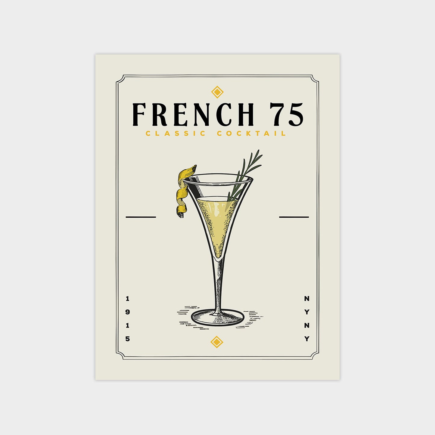 French 75 - Minimalist Cocktail Poster