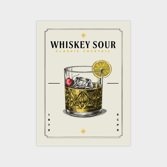 Whiskey Sour - Minimalist Cocktail Poster