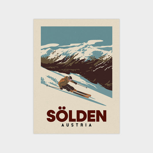 a poster of a skier skiing down a mountain