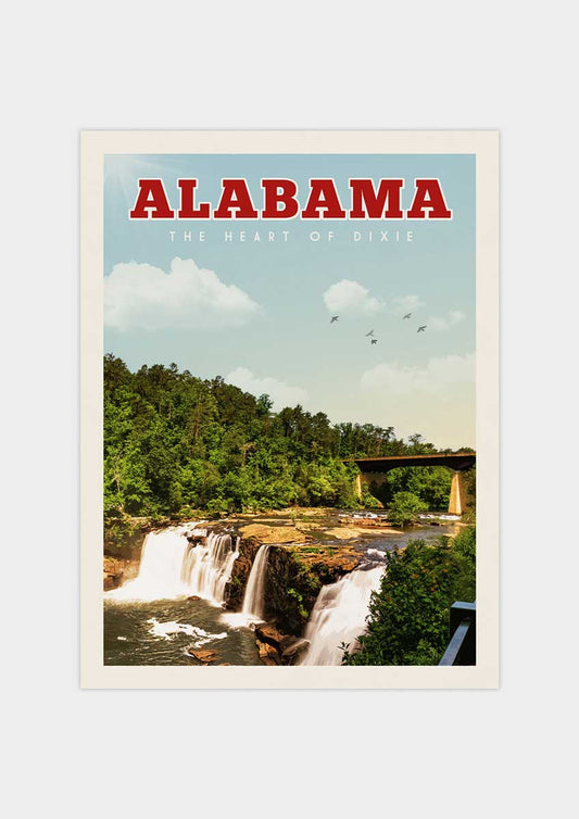 Alabama Vintage Wall Art Travel Poster | Vintaprints