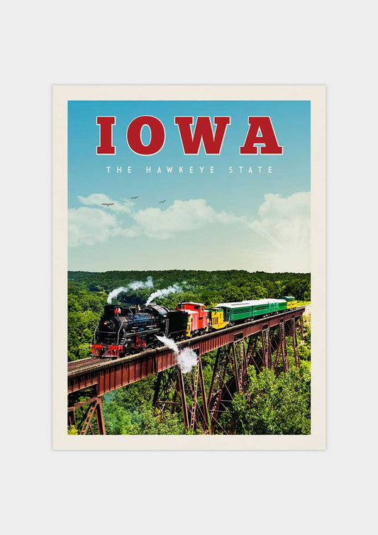 Iowa Vintage Wall Art Travel Poster | Vintaprints