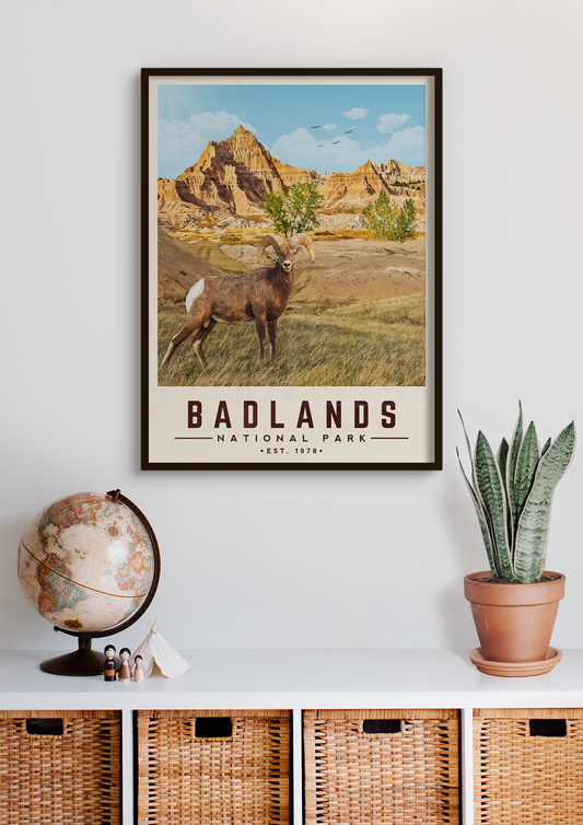 Badlands Minimalist National Park Poster