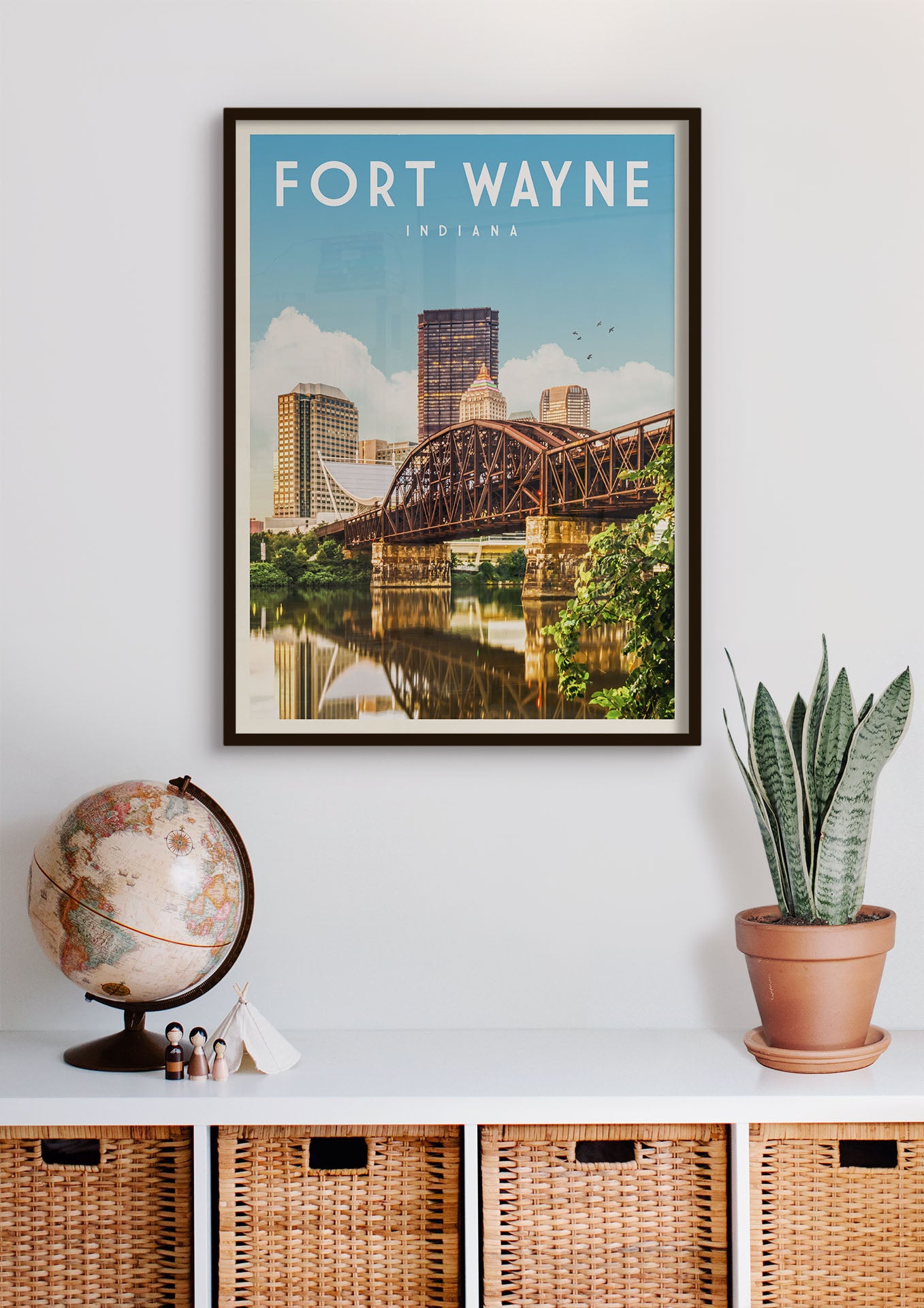 Fort Wayne, Indiana - Vintage Travel Print - Vintaprints