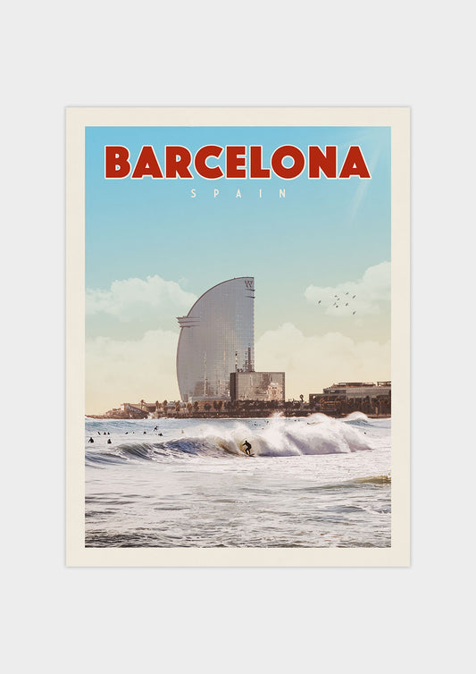 Barcelona, Spain - Vintage Travel Poster
