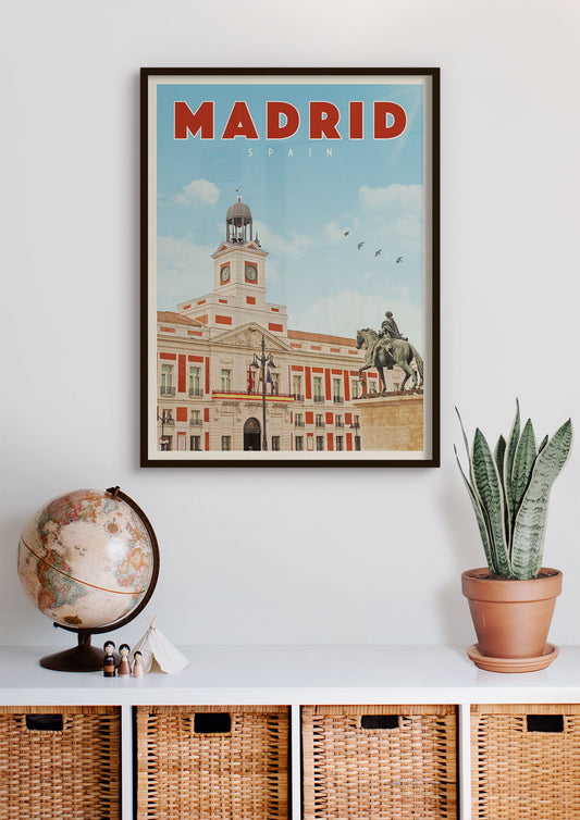 Puerta Del Sol Madrid, Spain - Vintage Travel Poster