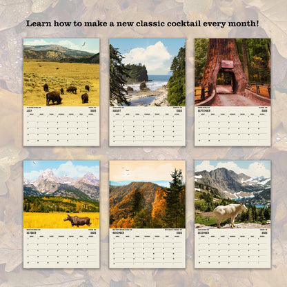 a calendar with pictures of animals and trees