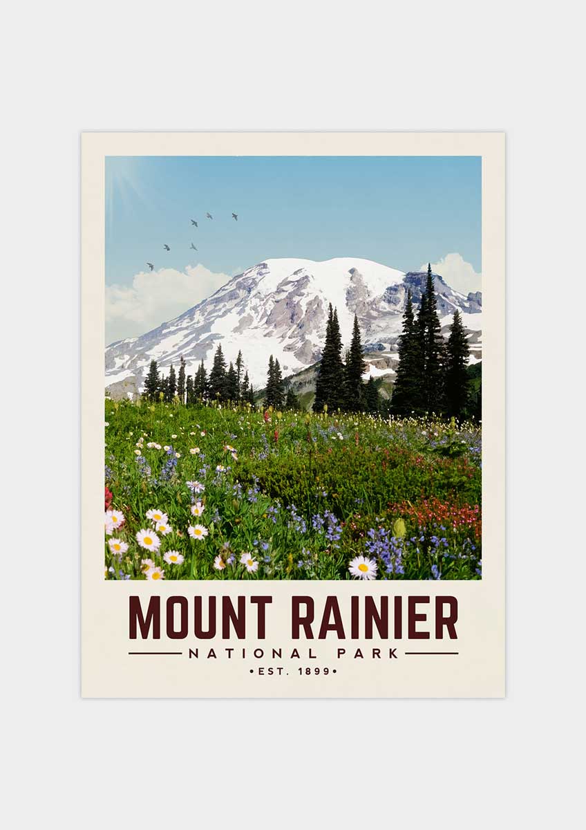 Mount Rainier Minimalist National Park Poster | Vintaprints