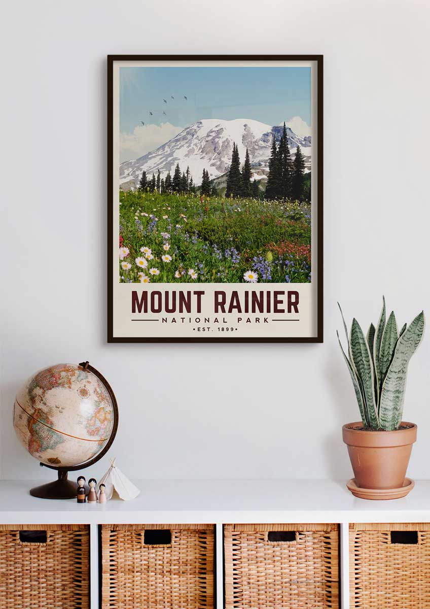 Mount Rainier Minimalist National Park Poster