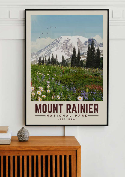 Mount Rainier Minimalist National Park Poster