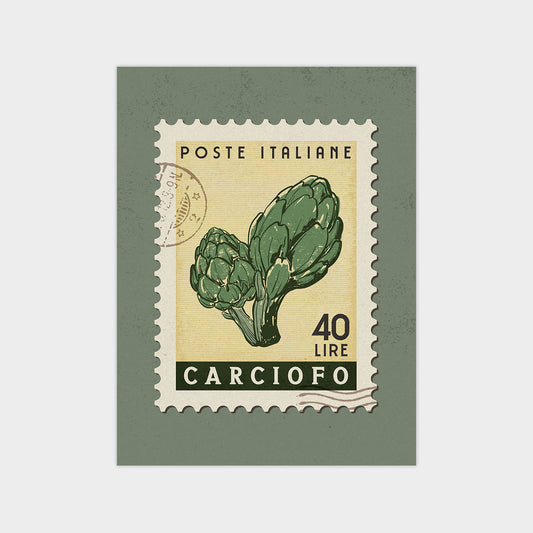 a stamp with a picture of a broccoli