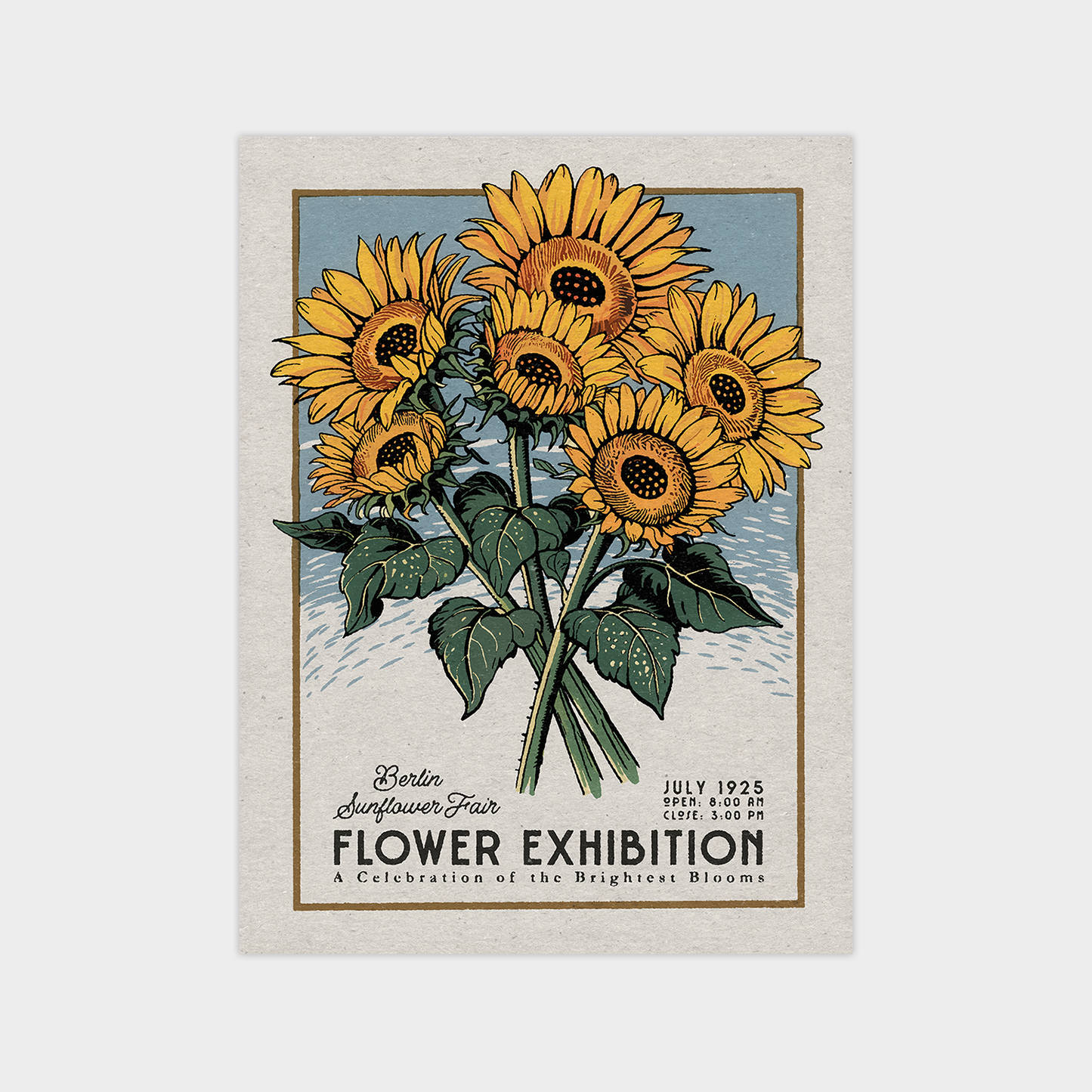 a picture of a bunch of sunflowers on a white background