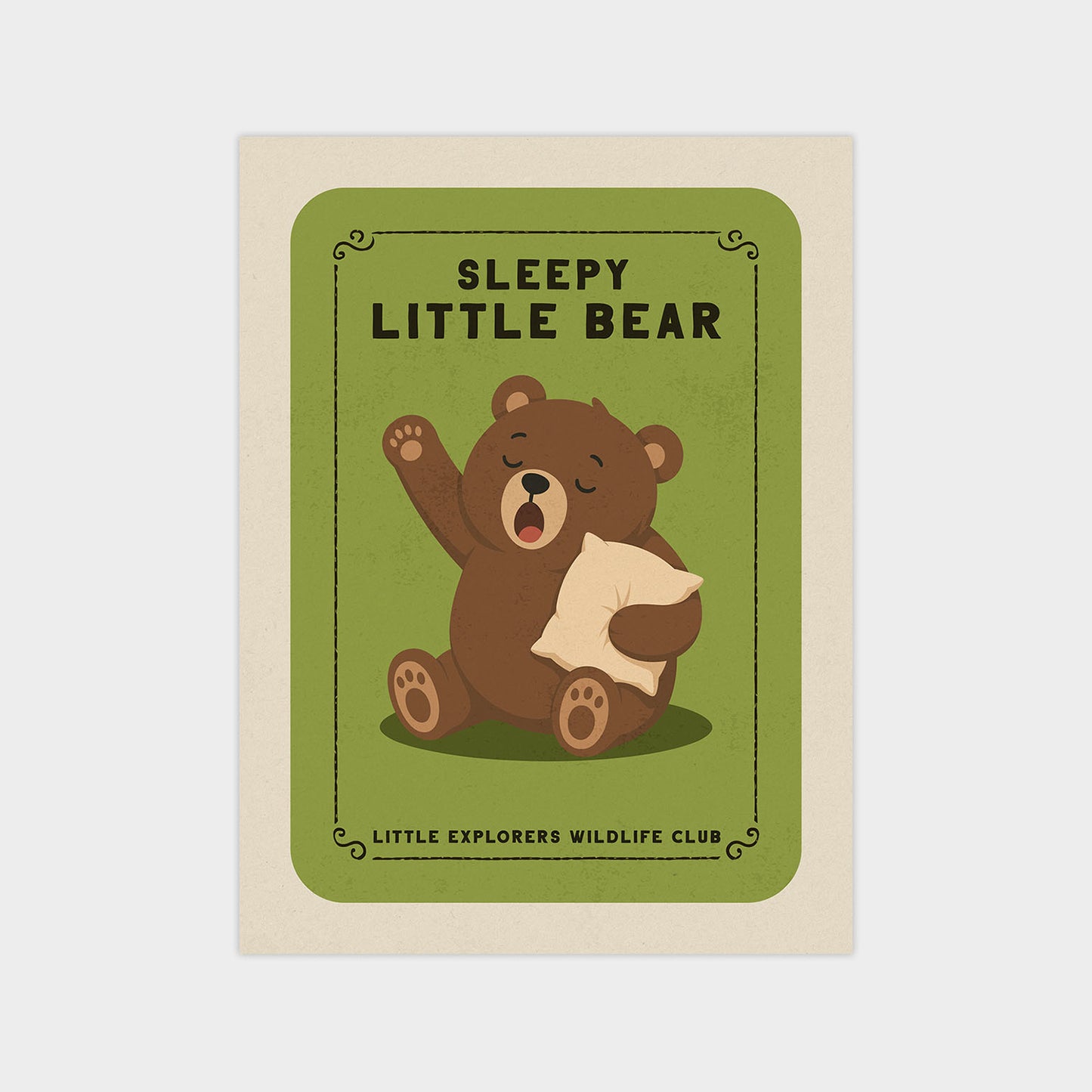 a cute brown teddy bear holding a pillow and appears to be sleeping.