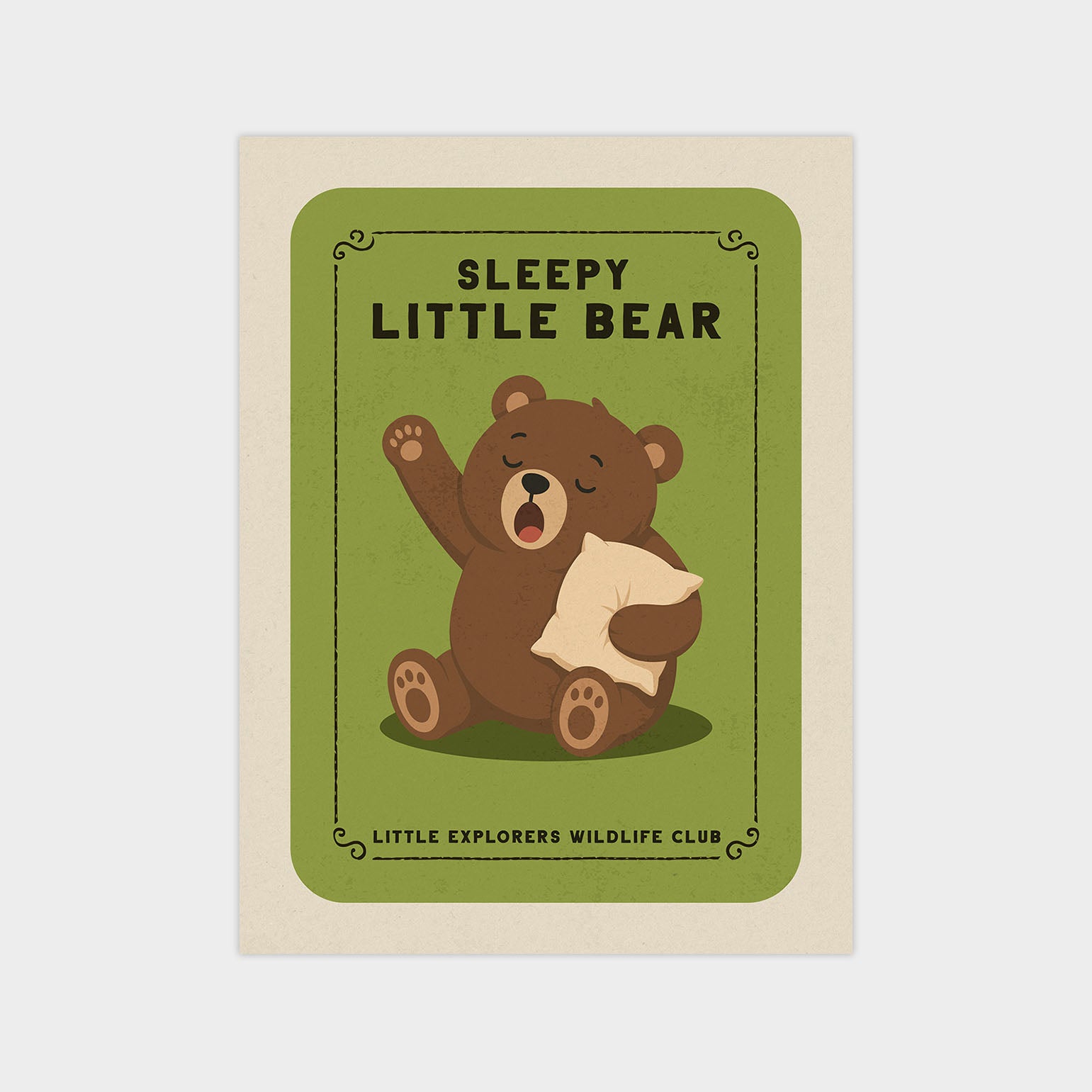 a cute brown teddy bear holding a pillow and appears to be sleeping.