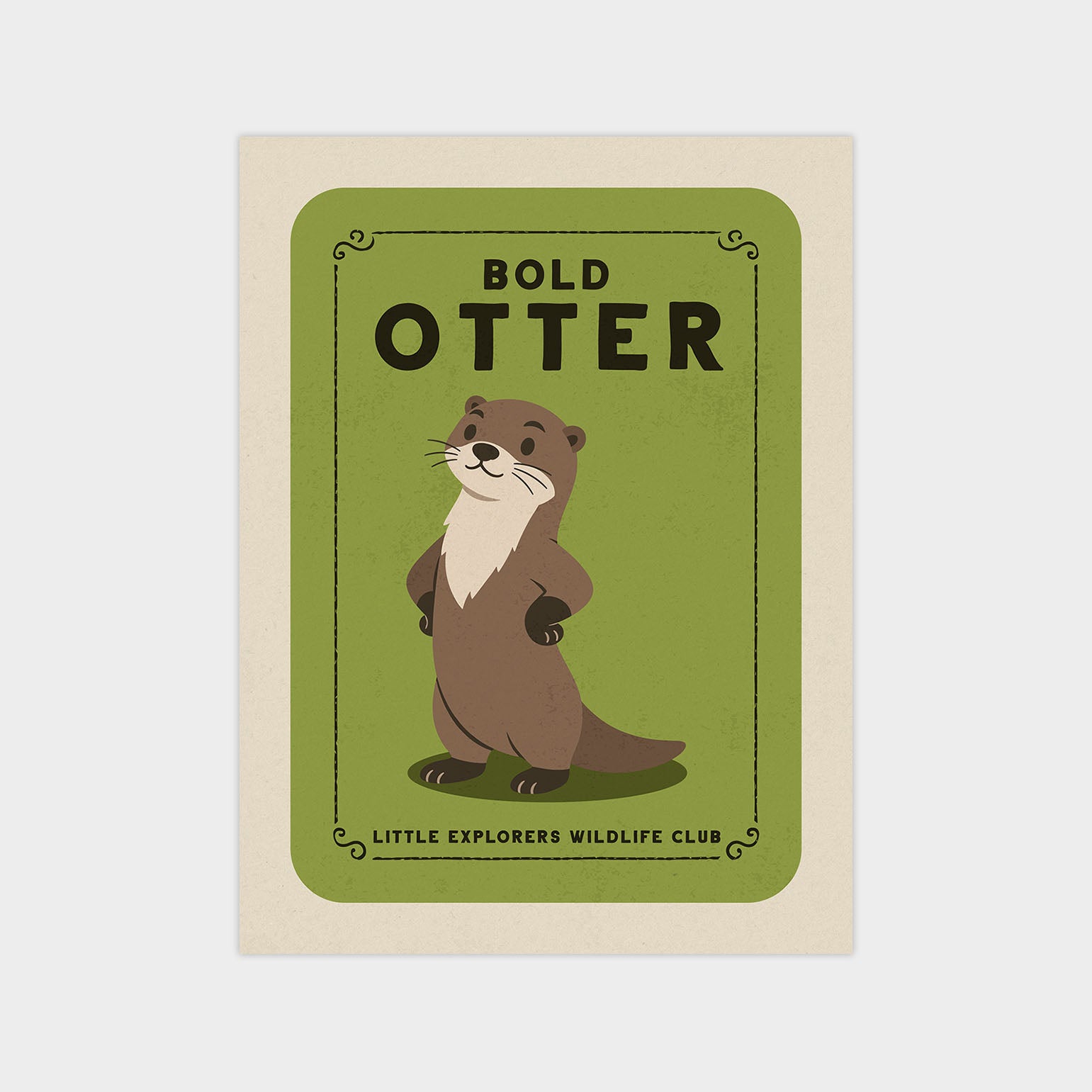 a cartoon illustration of an otter, with the text "BOLD Otter" and "LITTLE EXPLORERS WILDLIFE CLUB" displayed around the image.