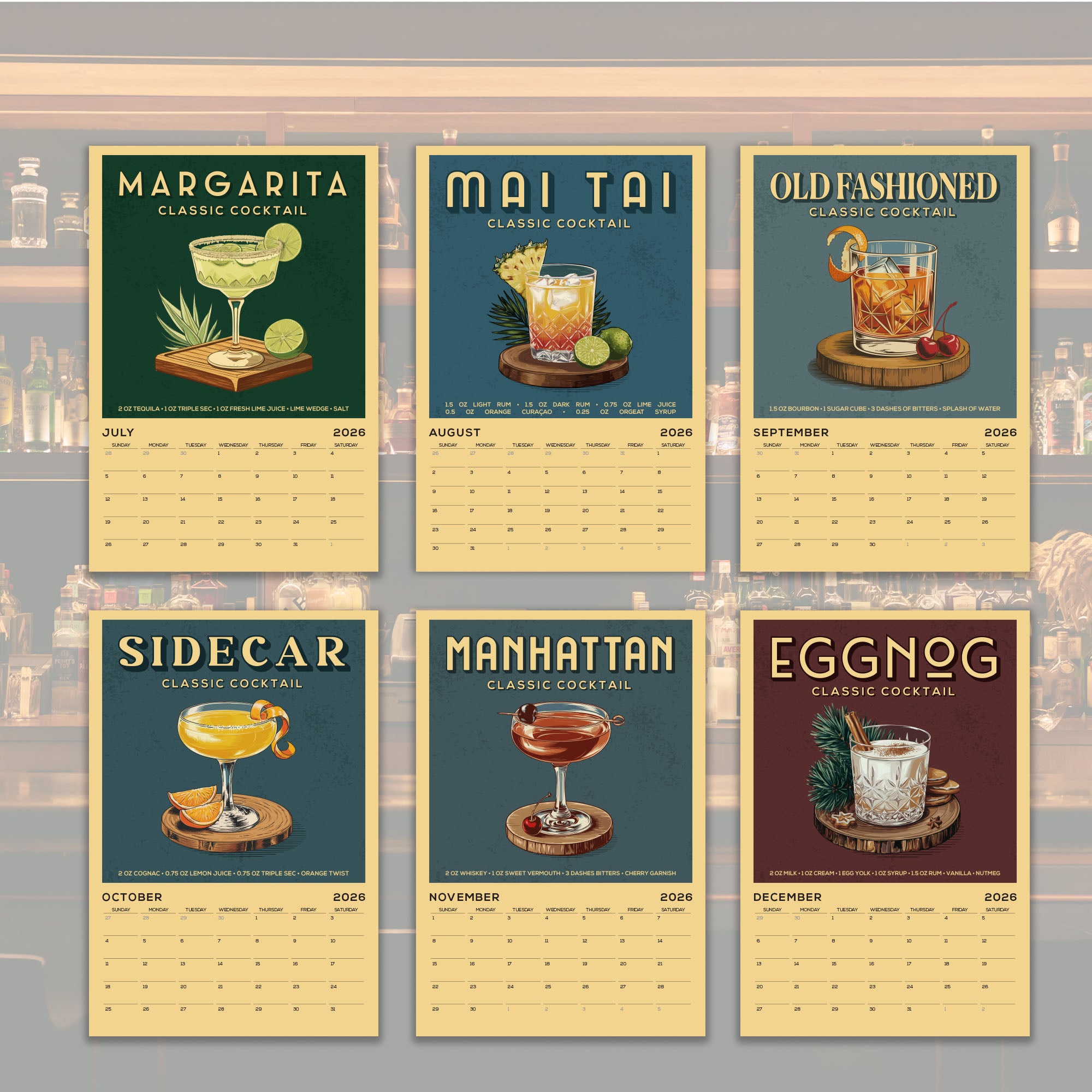 2026 Classic Cocktails Wall Calendar – Vintaprints