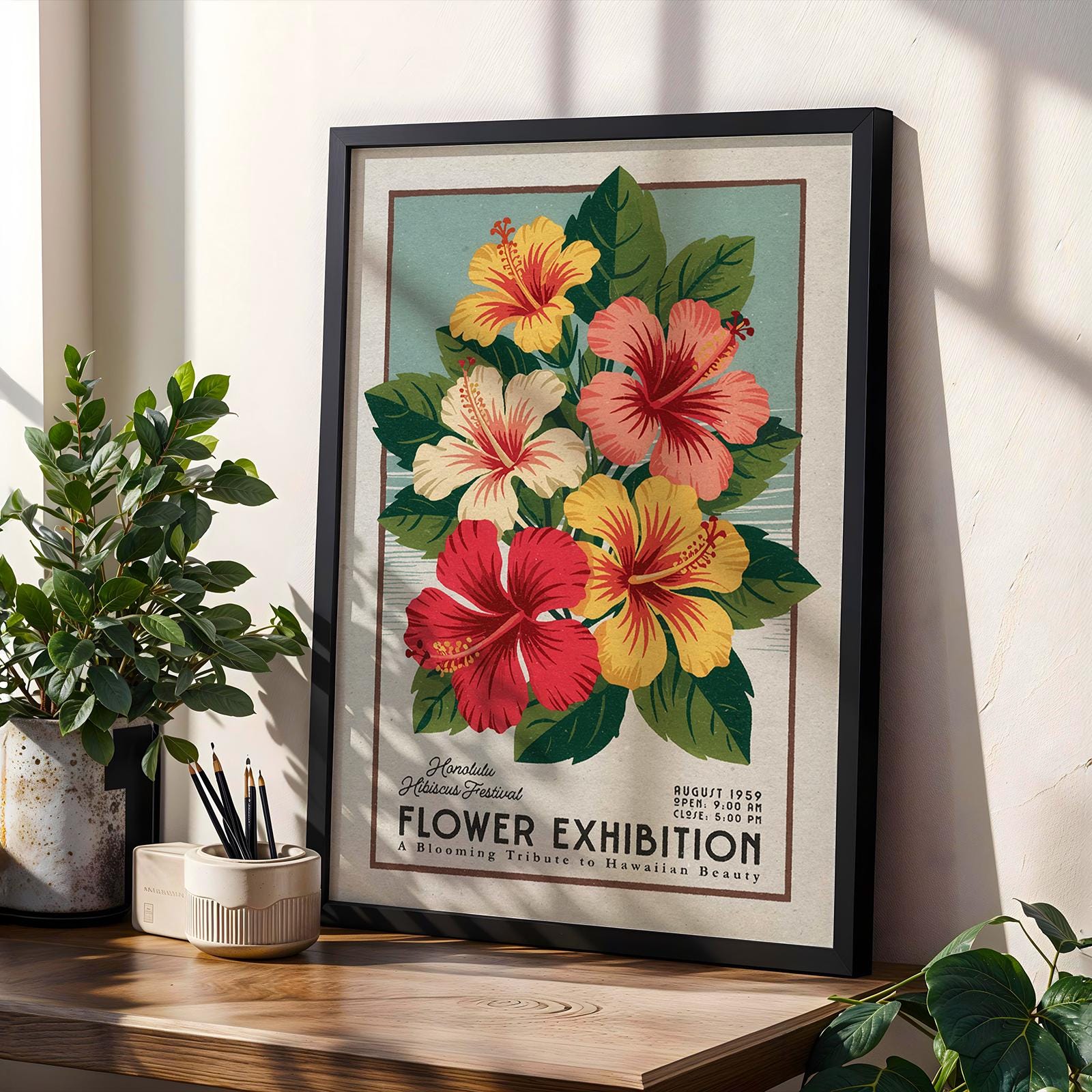 a picture of a flower exhibition on a table