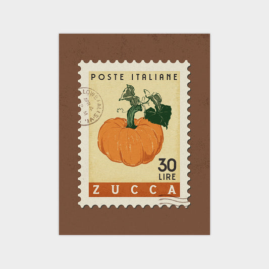 a stamp with a picture of a pumpkin on it