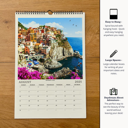 a calendar sitting on top of a wooden table