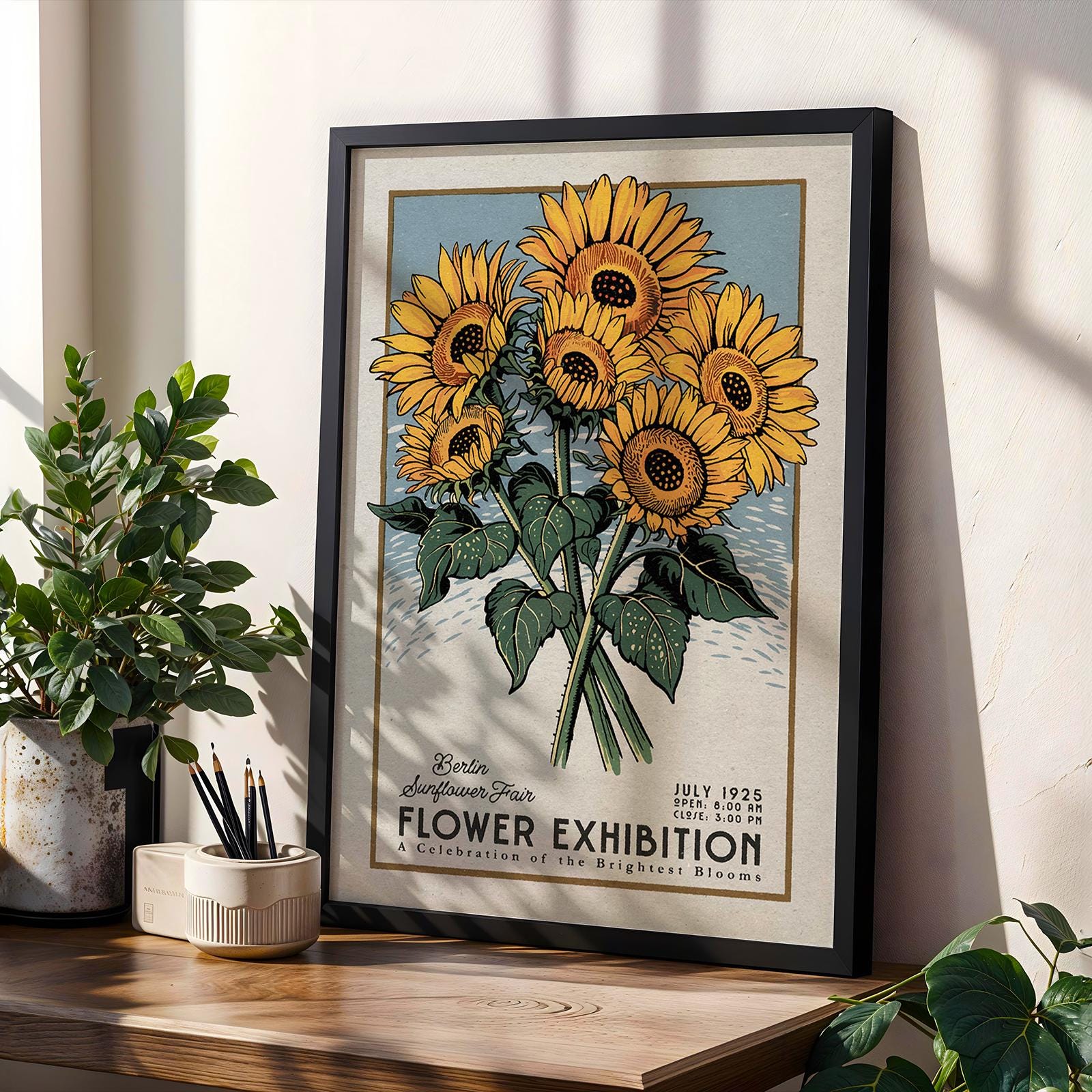 a picture of a bunch of sunflowers on a table