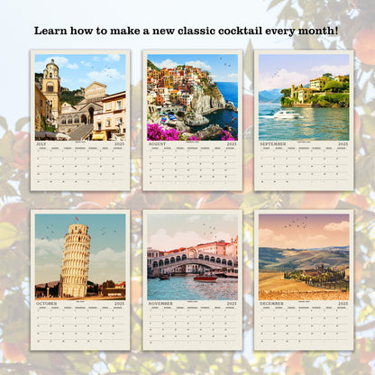 a calendar with a picture of a city on it