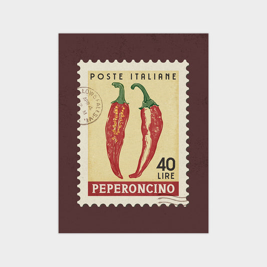 a postage stamp with two chili peppers on it