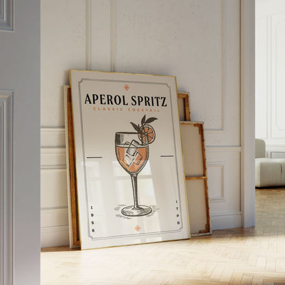 Aperol Spritz - Minimalist Cocktail Bar Art