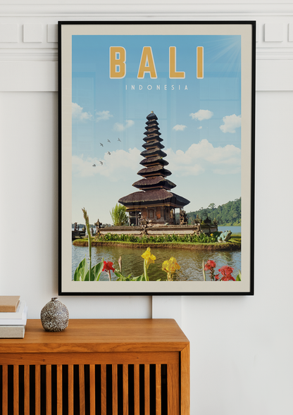 Bali, Indonesia - Vintage Travel Print