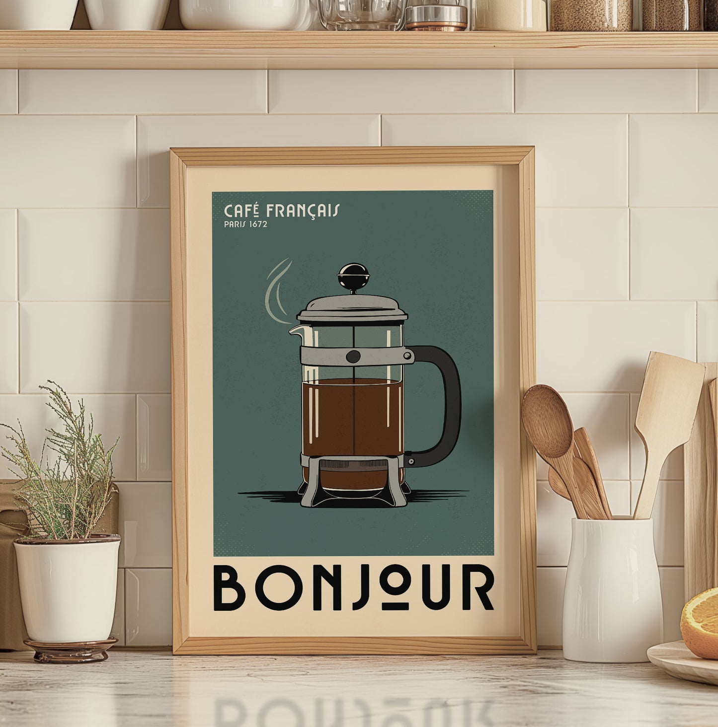 French Press - Vintage Coffee Poster