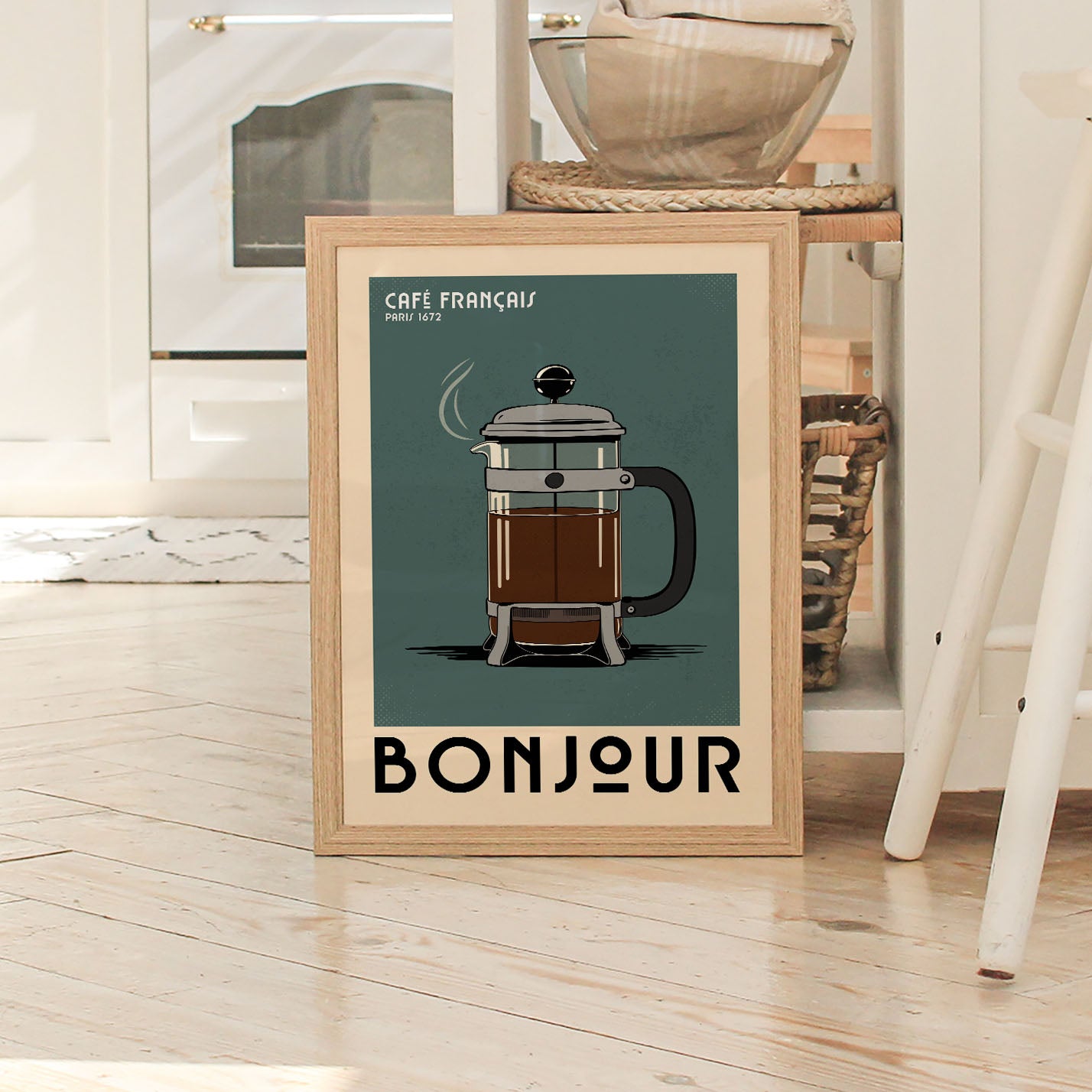 French Press - Vintage Coffee Poster