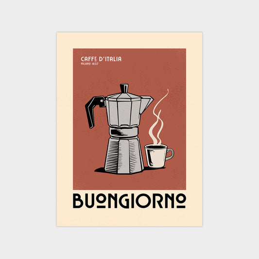 Italian Coffee Maker - Vintage Coffee Poster