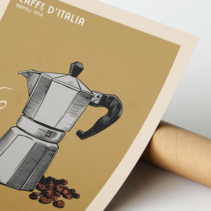 Italian Coffee Maker Sketch - Vintage Coffee Poster