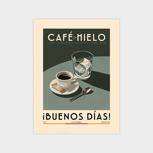 Café Con Hielo - Vintage Coffee Poster