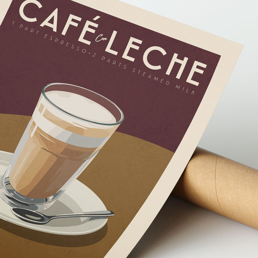 Café Con Leche - Vintage Coffee Poster