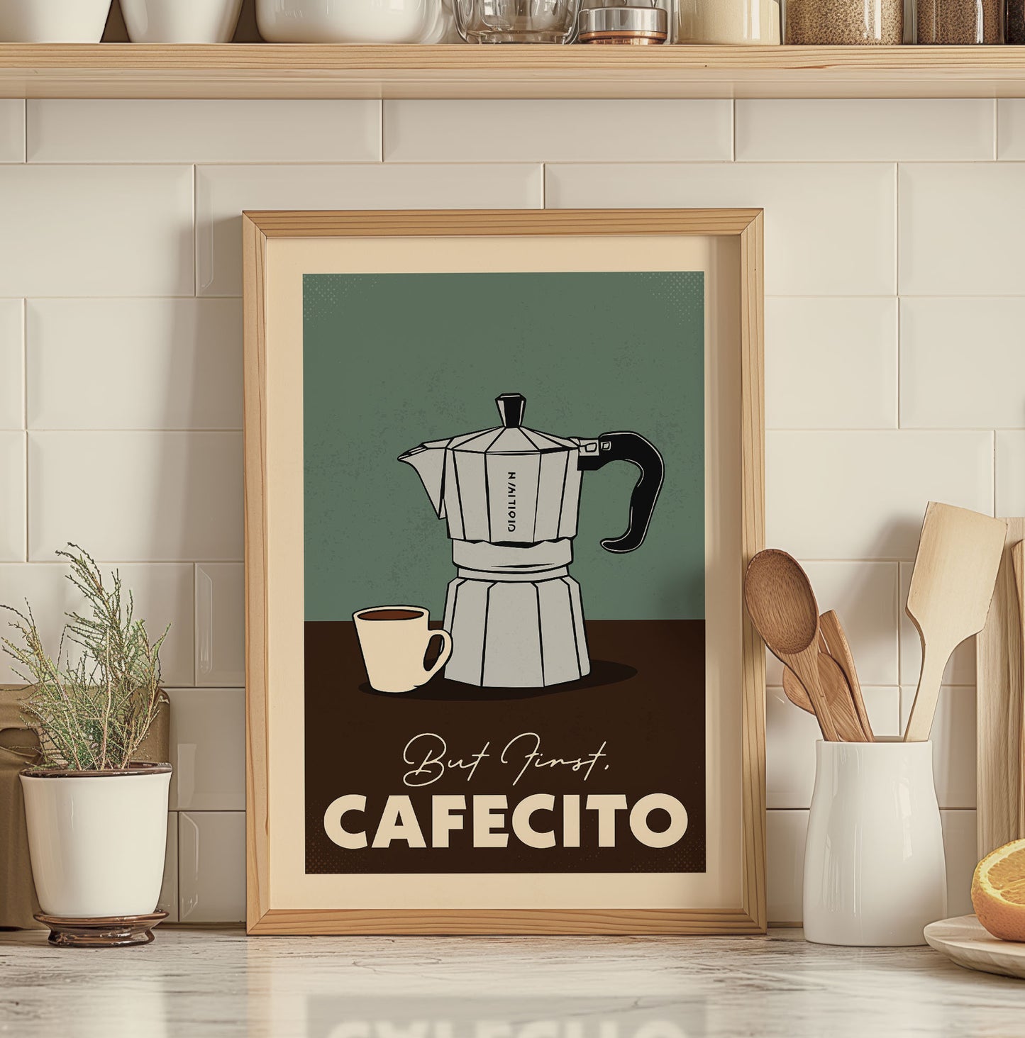 But First Cafecito - Vintage Coffee Poster