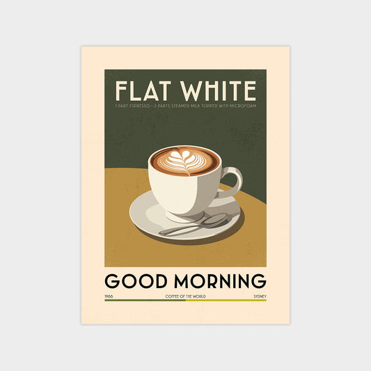 Flat white - Vintage Coffee Poster