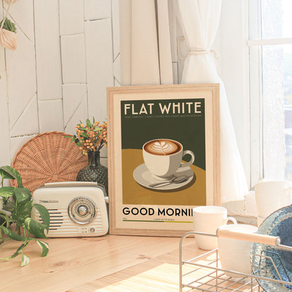 Flat white - Vintage Coffee Poster